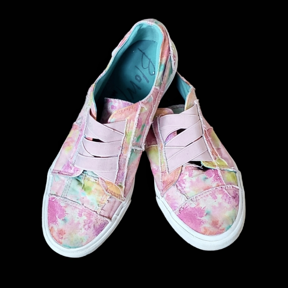 Blowfish cute pastel slip ons with raggy edge finish.
